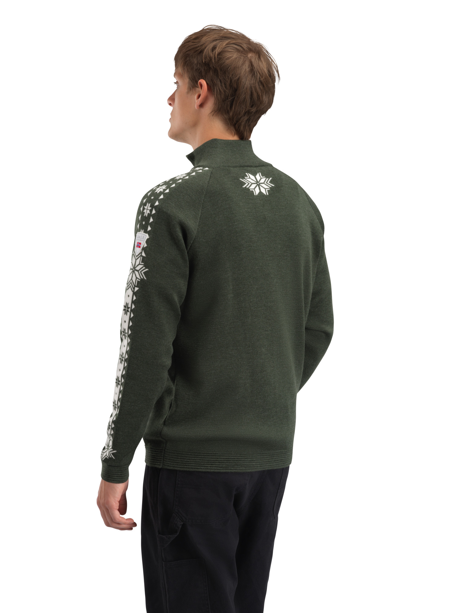 Geilo Men’s Sweater - Merino Wool Darkgreen Offwhite