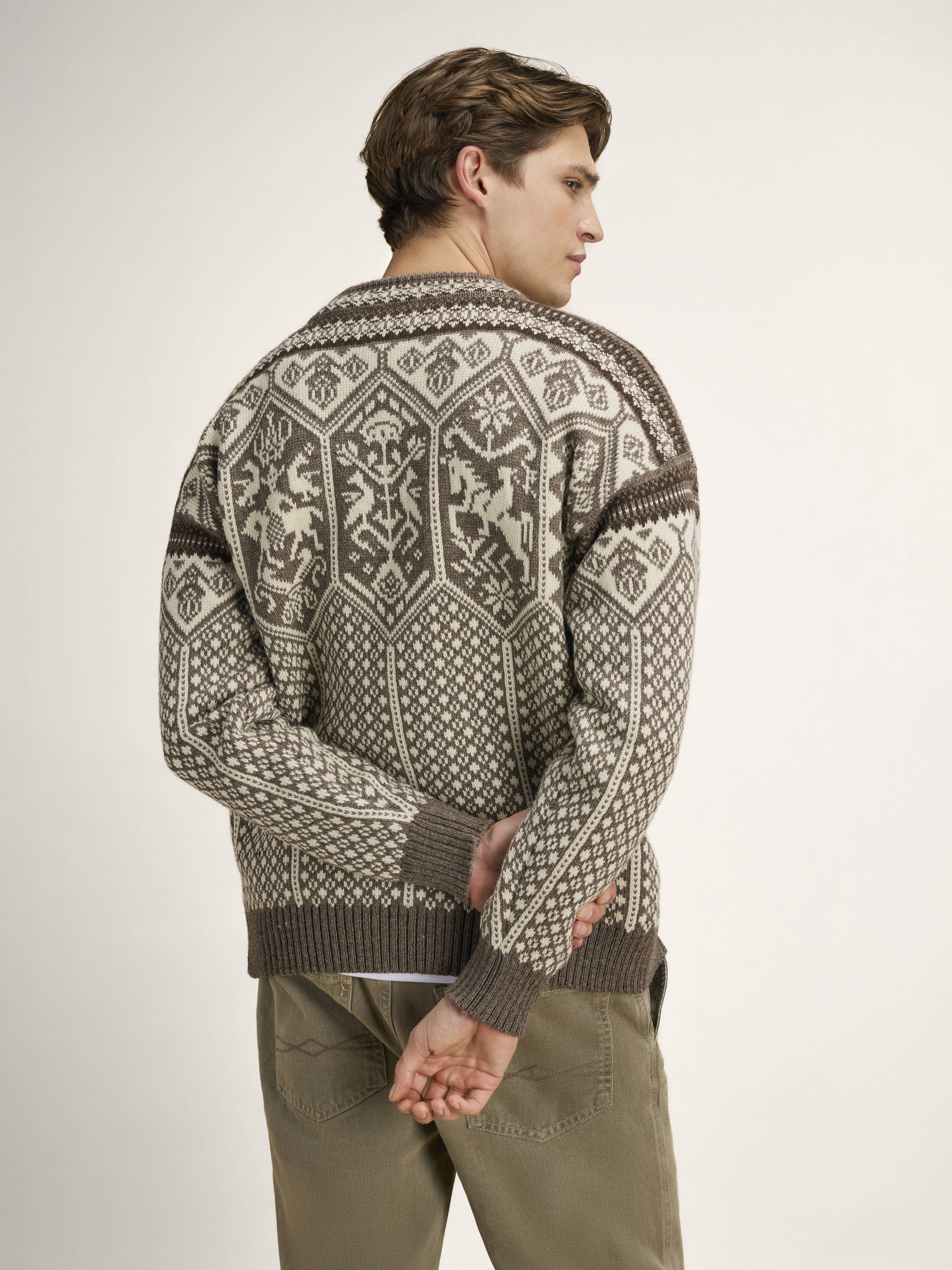 1994 Lillehammer wool sweater unisex Nutmeg Nat.white Coffee