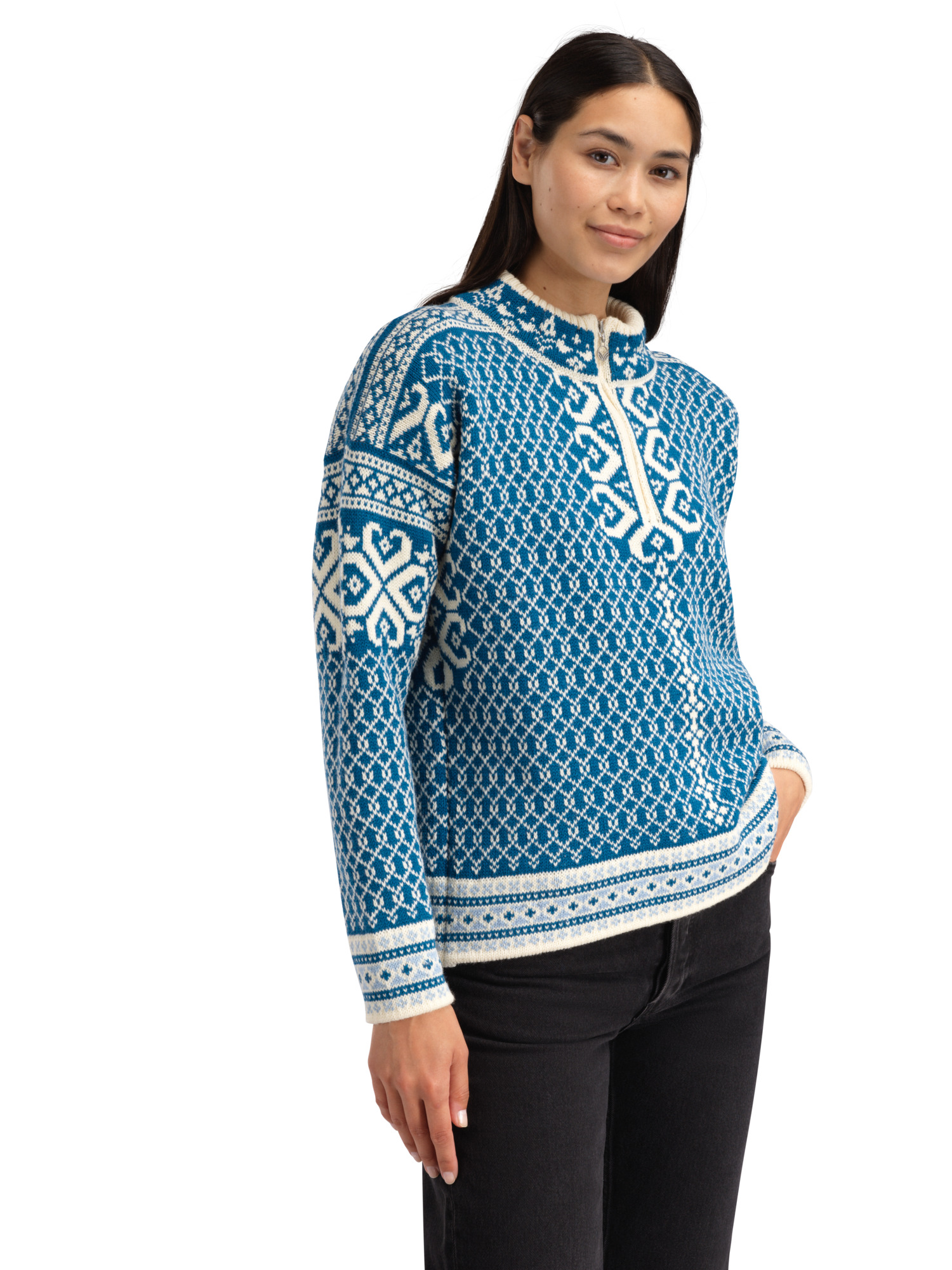 Leknes Women's Sweater Arctic Blue Offwhite