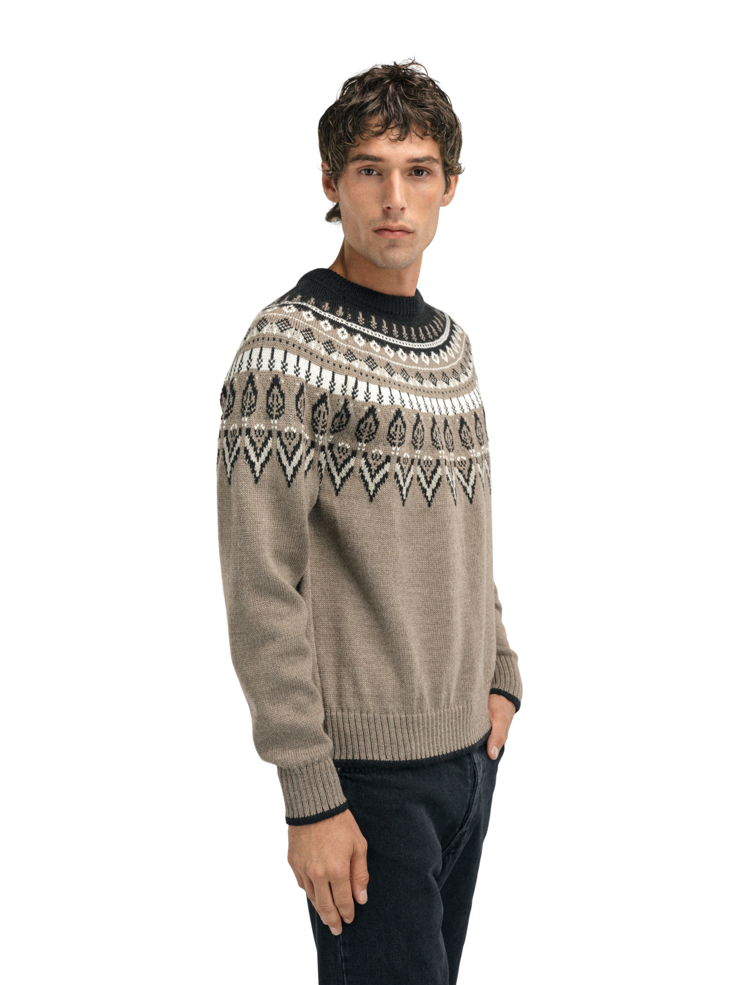 Sula Men's sweater Coffee Sand Offwhite