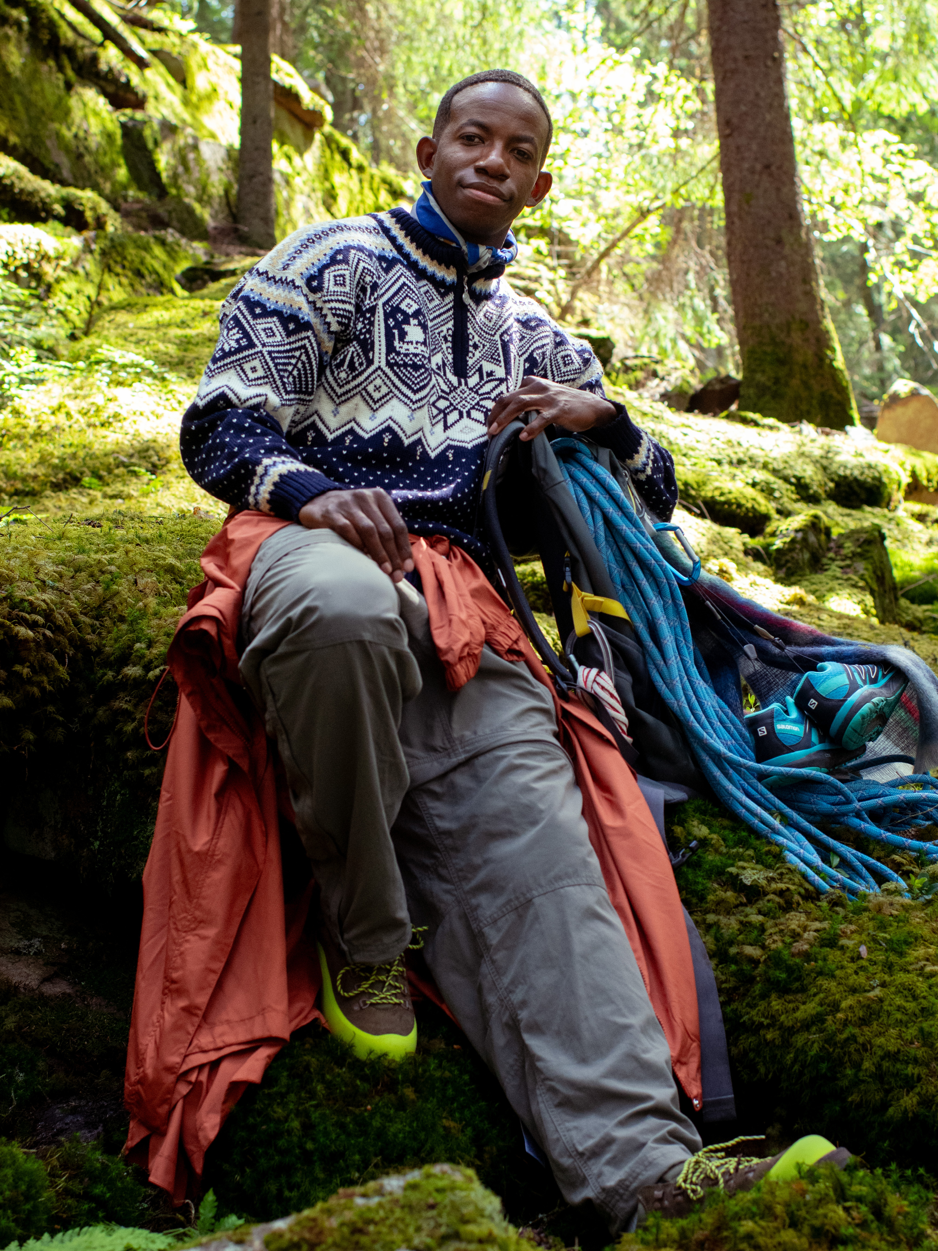 2025 Trondheim Men's Wool Sweater Navy  Offwhite  Sandmel.