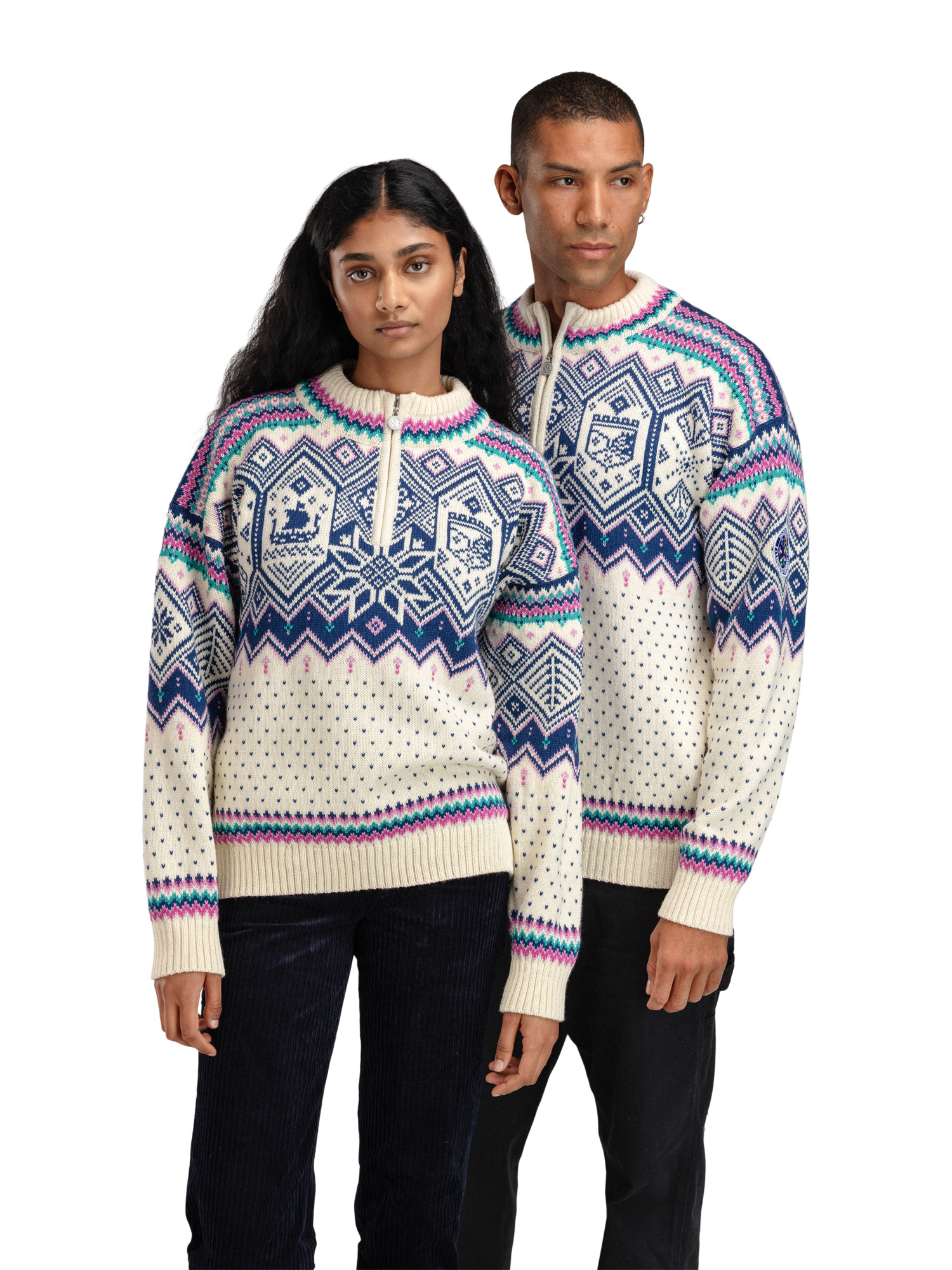 2025 Trondheim Men's Wool Sweater Offwhite  Indigo Orchid