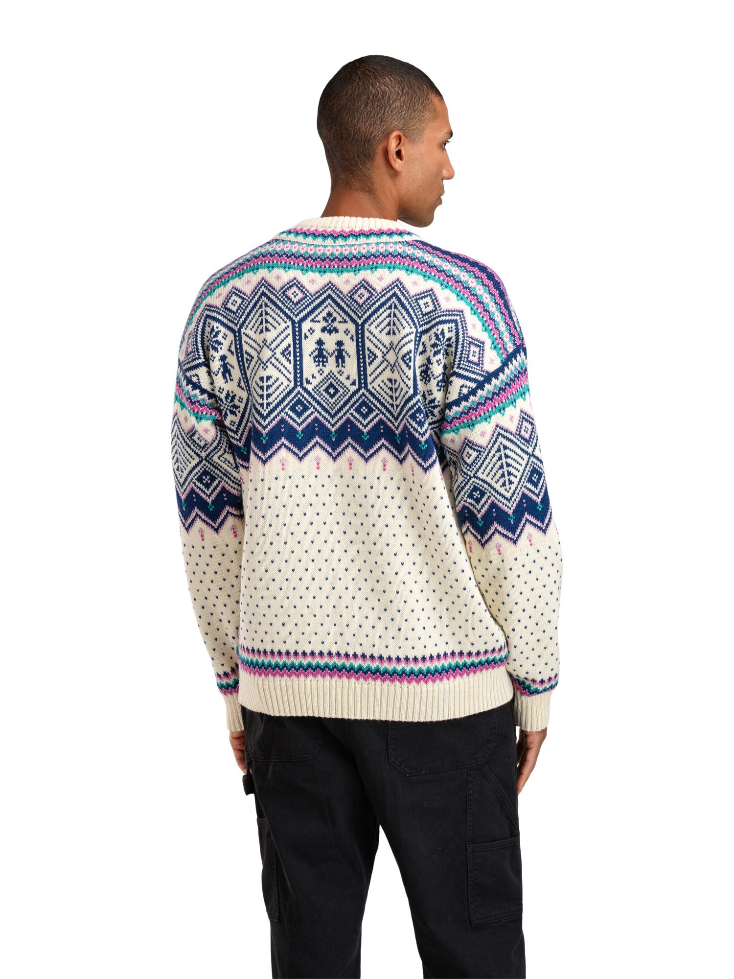 2025 Trondheim Men's Wool Sweater Offwhite  Indigo Orchid