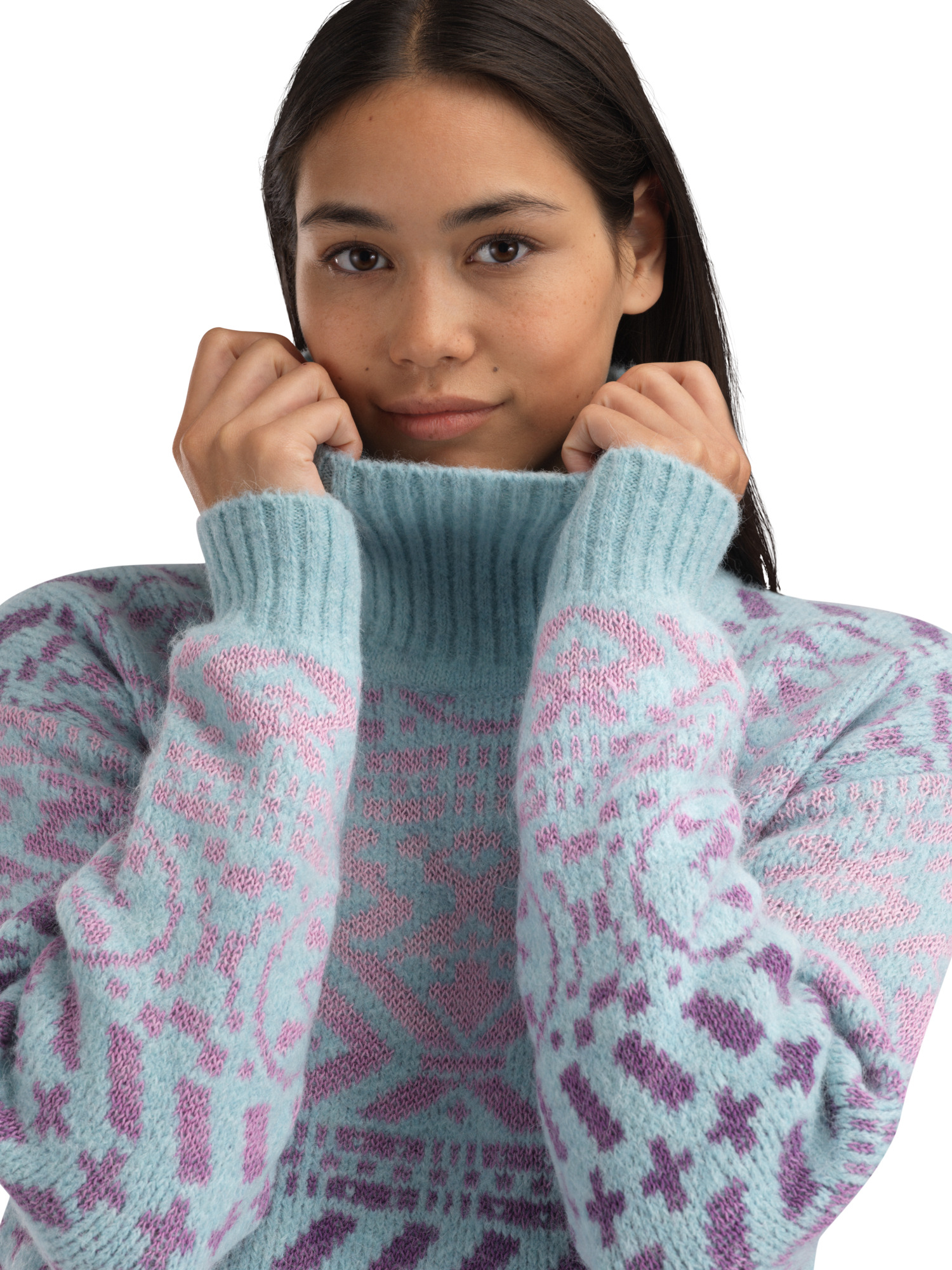 Highland Women's Sweater Sea Blue Pink Ombre