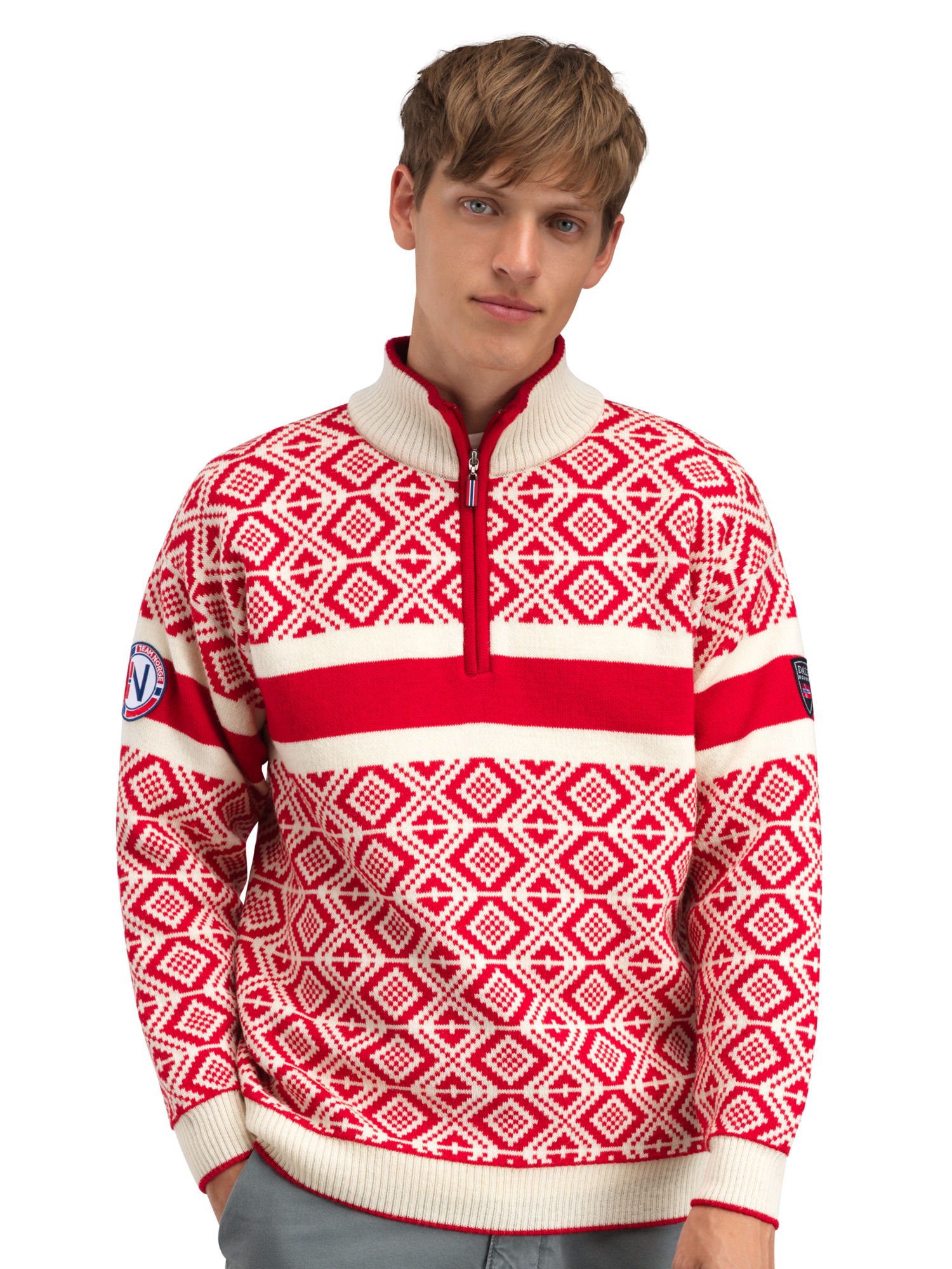 Team Norway Cortina Men’s Ski Sweater Raspberry Offwhite