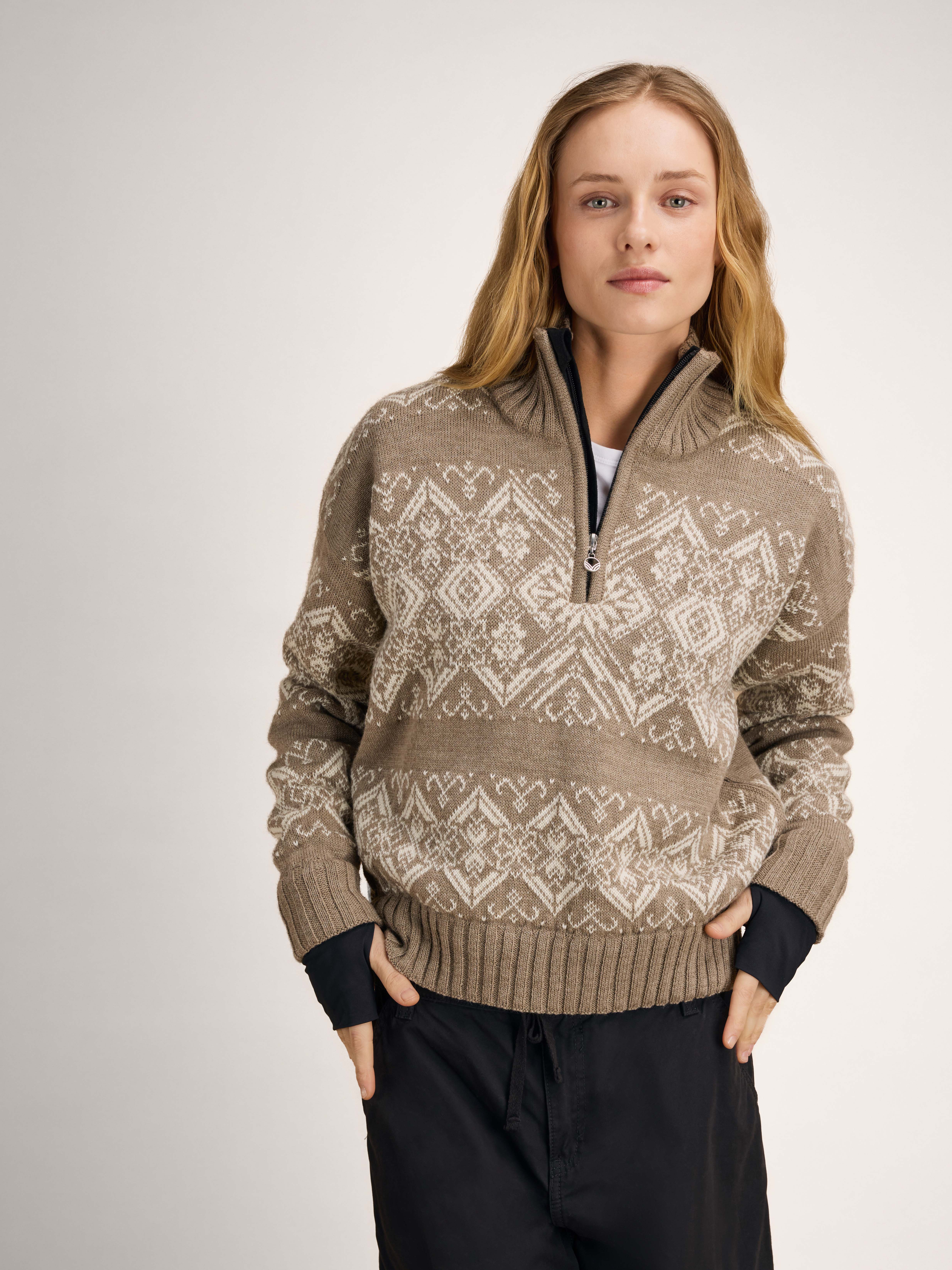 Roset Windproof Women’s Sweater - Norwegian Wool Mountainstone Offwhite