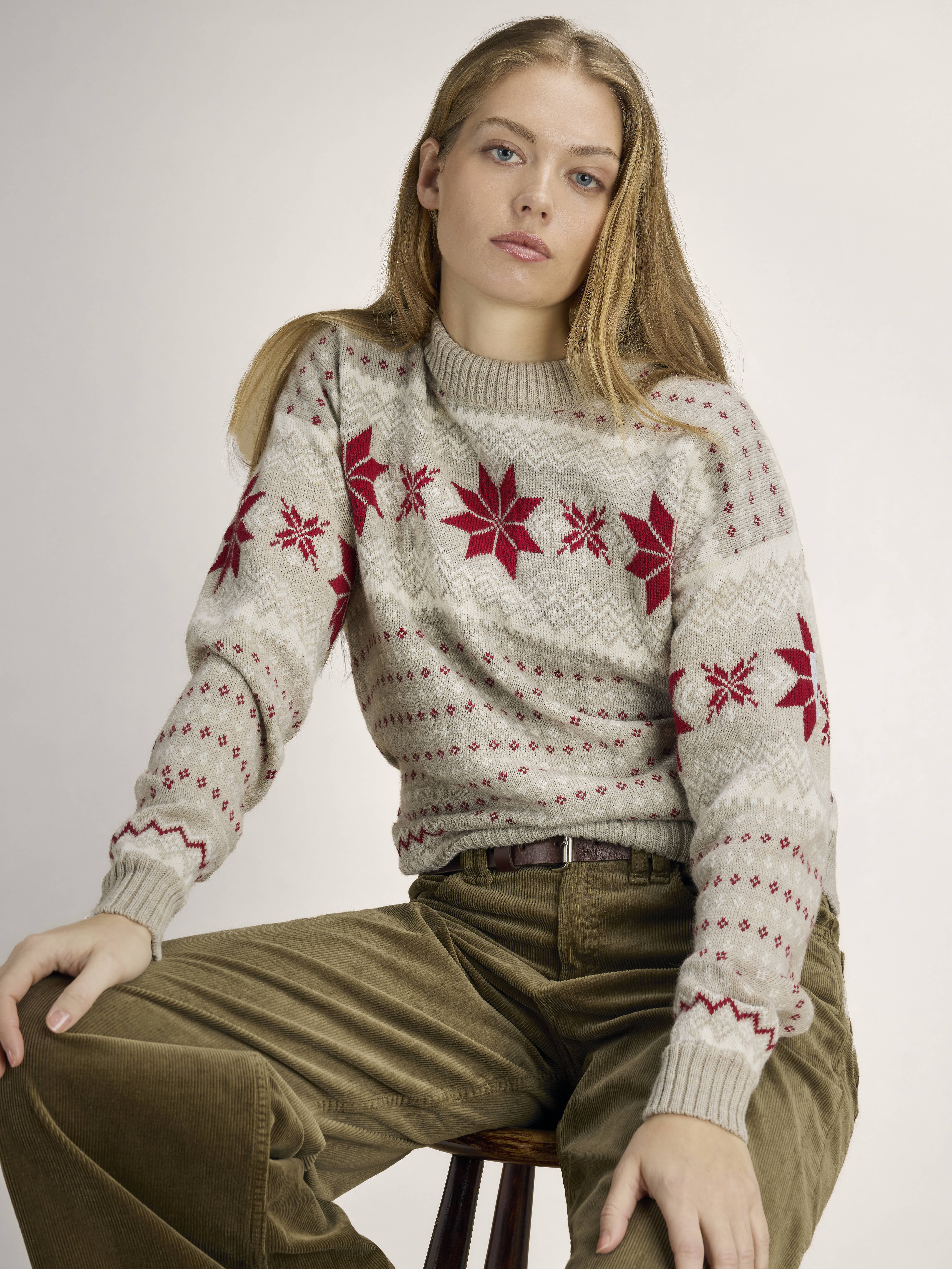 Egersund Women's Sweater Sand mel. Offwhite Red