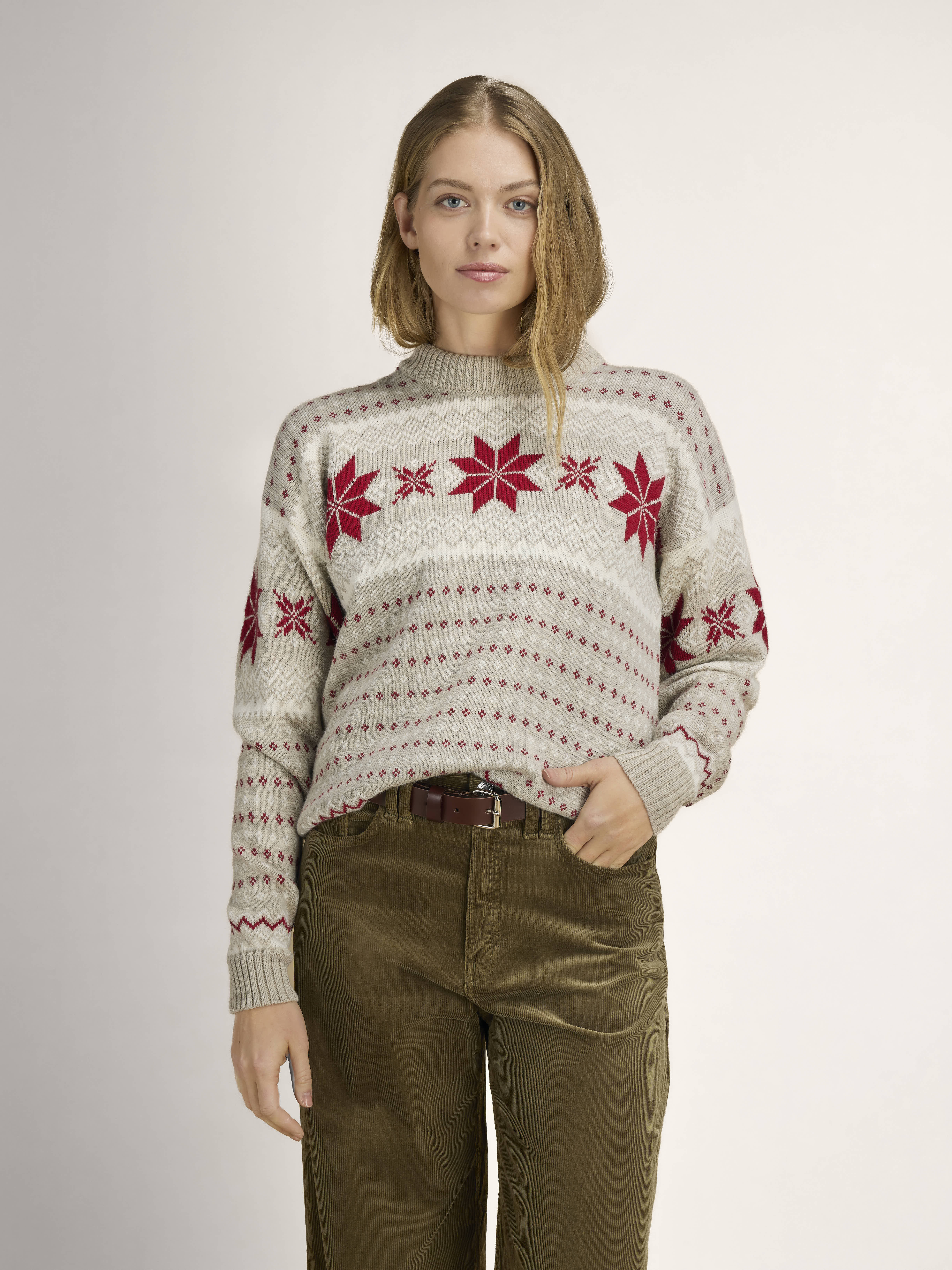 Egersund Women's Sweater Sand mel. Offwhite Red