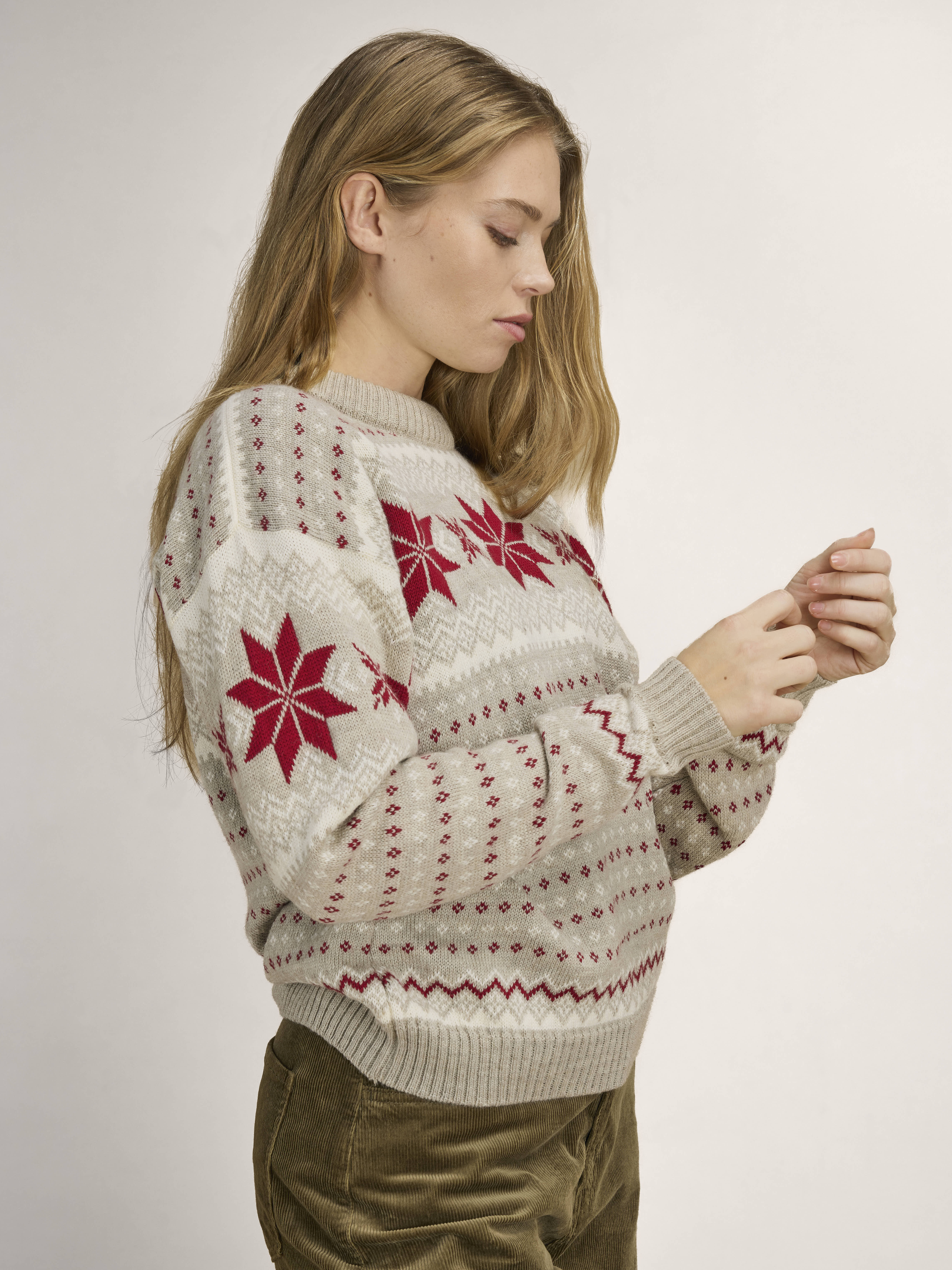 Egersund Women's Sweater Sand mel. Offwhite Red