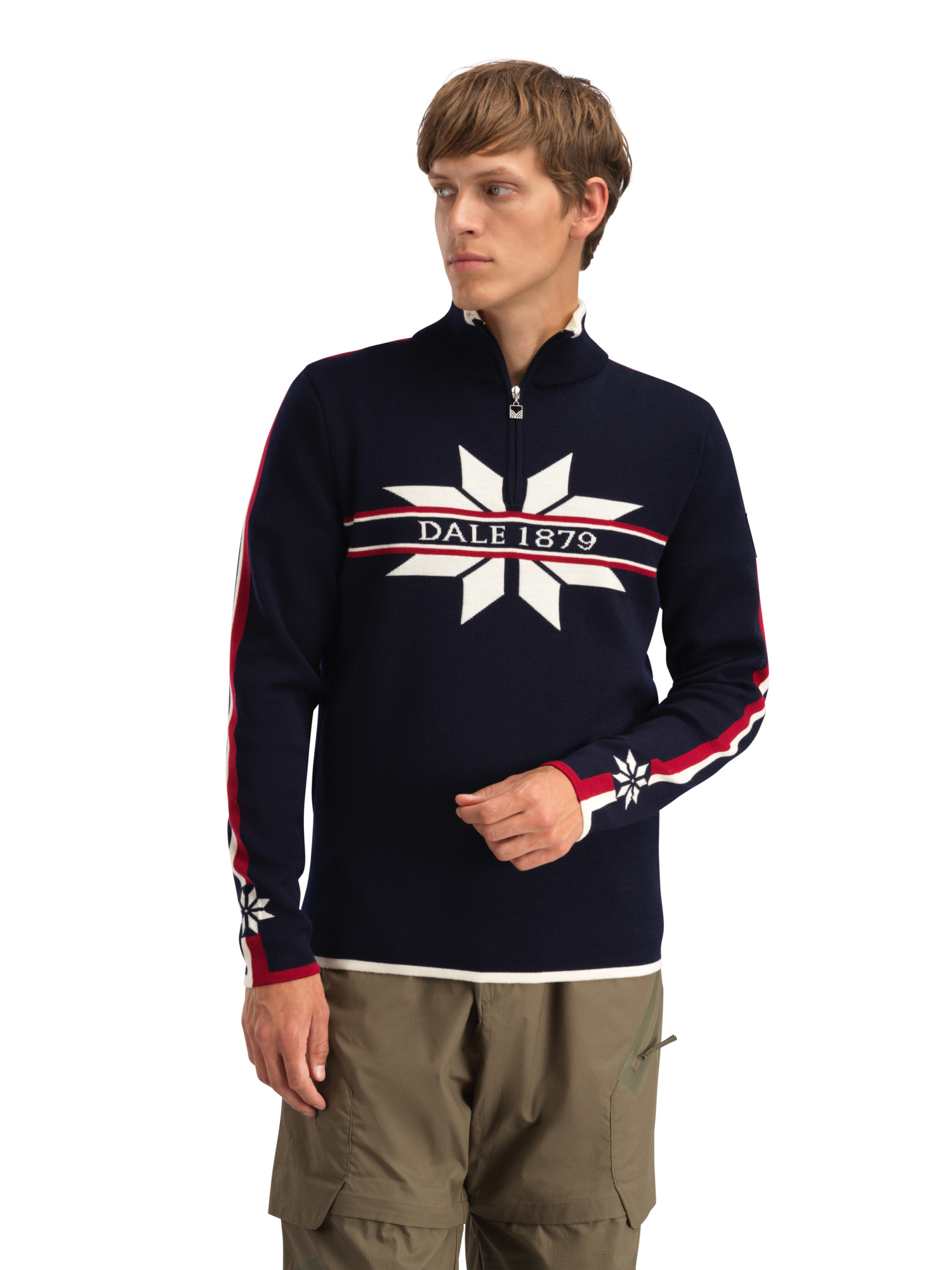 Nåle Men's Sweater - Merino Wool Marine Offwhite