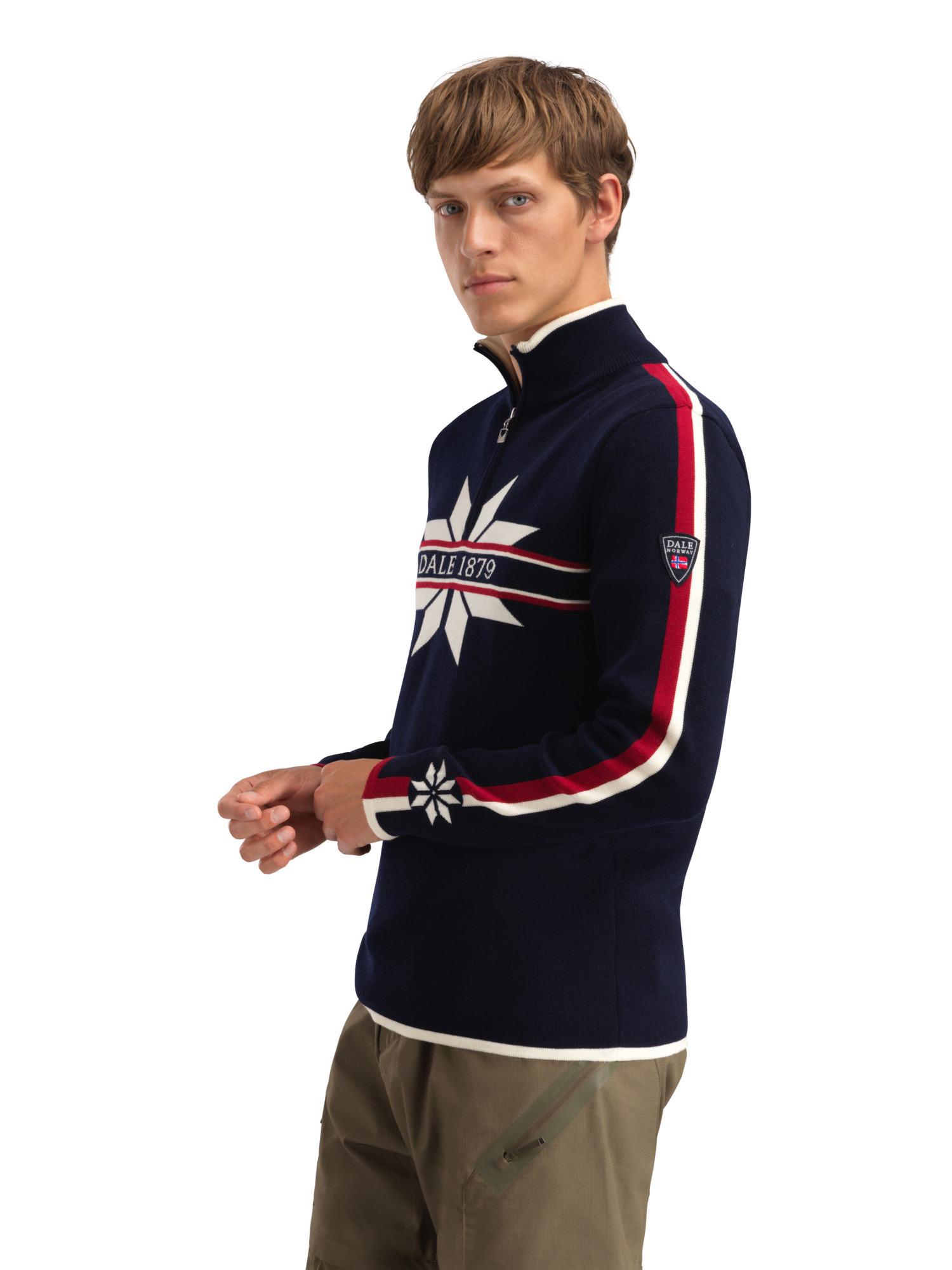 Nåle Men's Sweater - Merino Wool Marine Offwhite