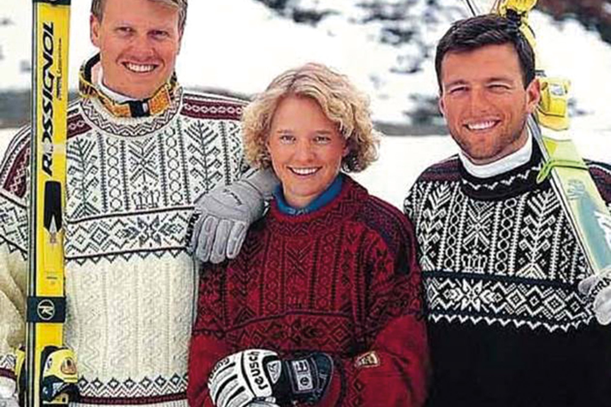 Ski-VM Trondheim  1997. Bildet: Genseren ble også brukt av norske utøvere i alpin-VM i Sestriere, Italia, samme år. Her representert ved Harald Christian Strand Nilsen, Ingeborg Helen Marken og Tom Stiansen. 
